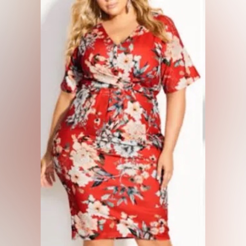 City chic floral kimono dress